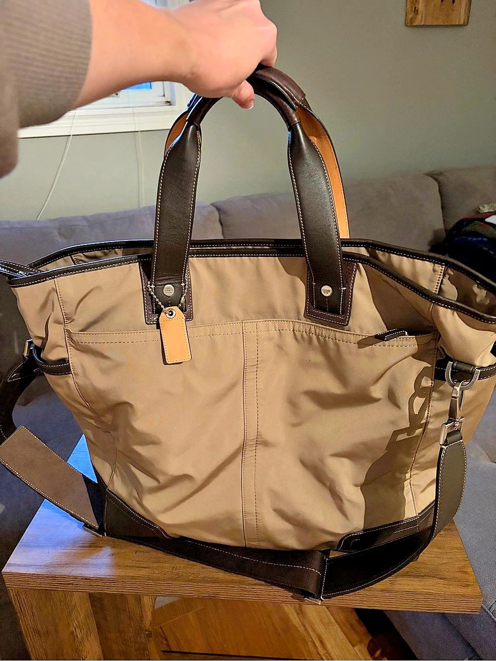 Coach Transatlantic Drafting Nylon Two Way Leather-Trim Tote